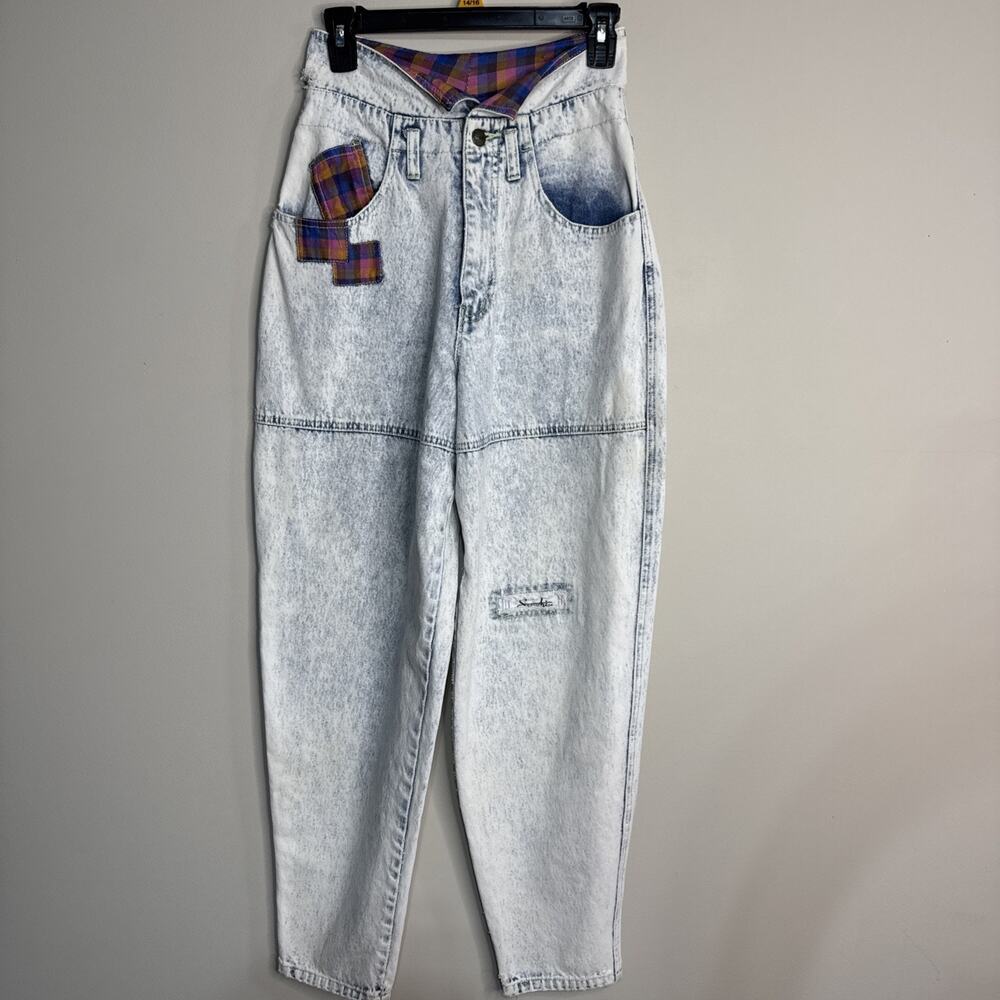 Vintage Seruchi Denim Jeans Patchwork Acid Wash Tapered High Rise Size 9/10 C003